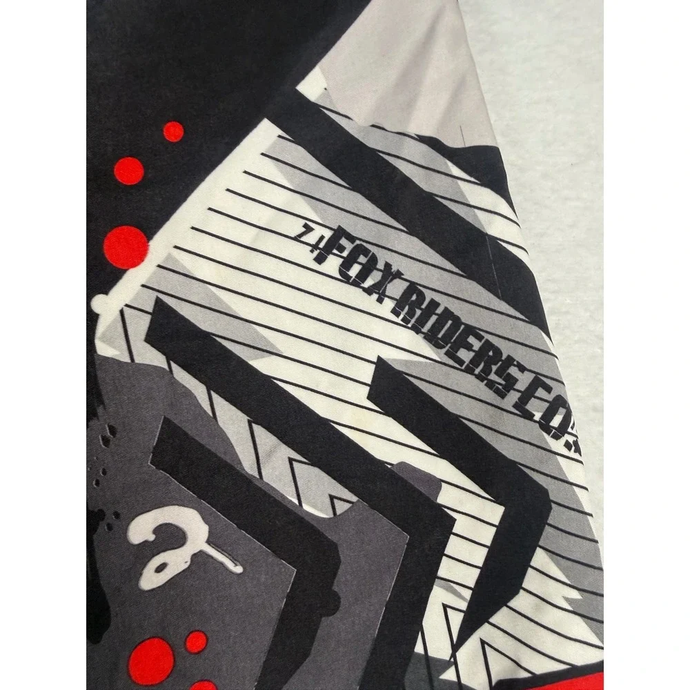 Fox Racing Board Shorts Mens 34 Black White Red Graphic Print Surf Swim Trunks